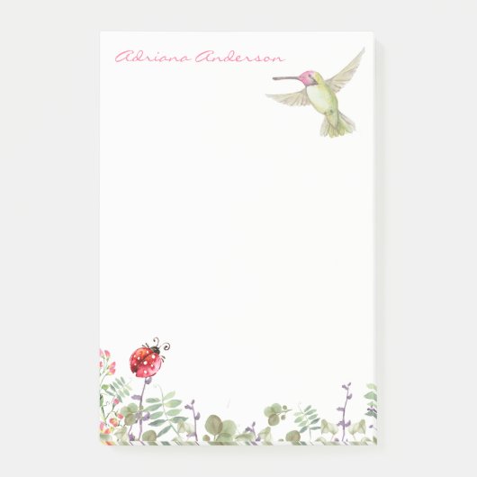 自然恋人 | Hummingbird Ladybug Garden Monogram ポストイット (正面)