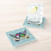 自然愛カラフル者ハミングバード ガラスコースター (アングル)