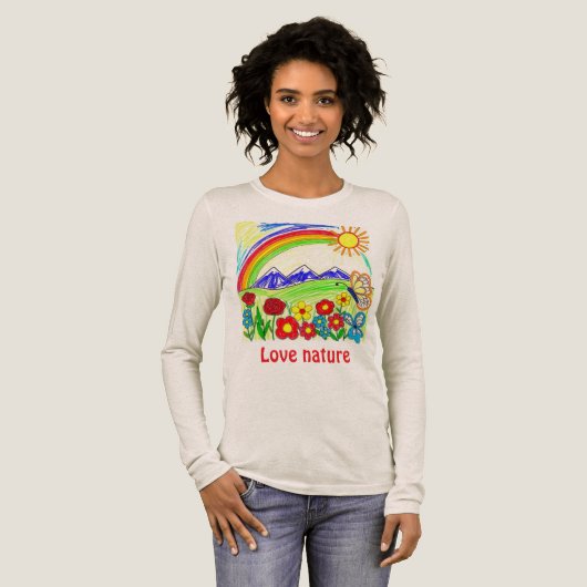 自然愛好家のためのカラフルな自然の絵 トライブレンドTシャツ (正面全体)