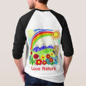 自然愛好家のためのカラフルな自然の絵 Tシャツ (裏面)
