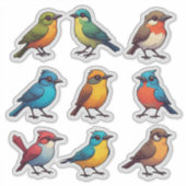 自然愛好家のための装飾的な鳴き鳥ステッカーセット シール (正面)
