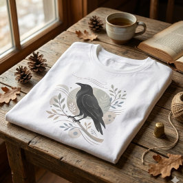 自然愛好者への贈り物 スカンジナビアスタイルの黒い鳥 トライブレンドＴシャツ