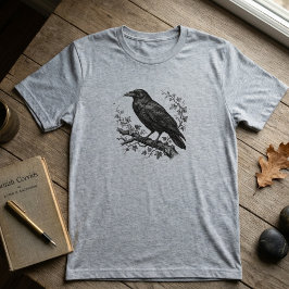 自然愛好者ギフト ブラックラヴェン ゴシック 鳥 アート トライブレンドＴシャツ