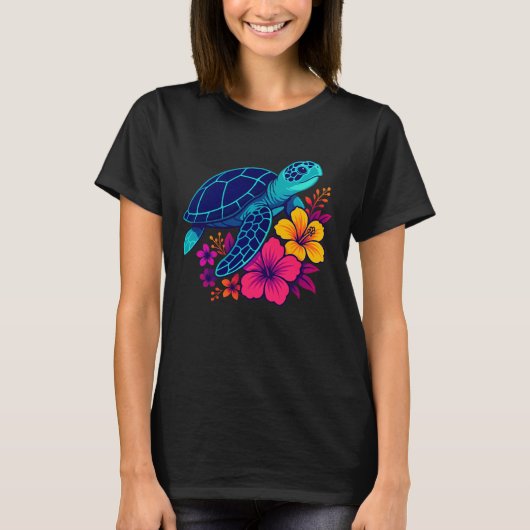 自然愛好者向けの華やかなハイビスカスの花のアート作品 Tシャツ (正面)