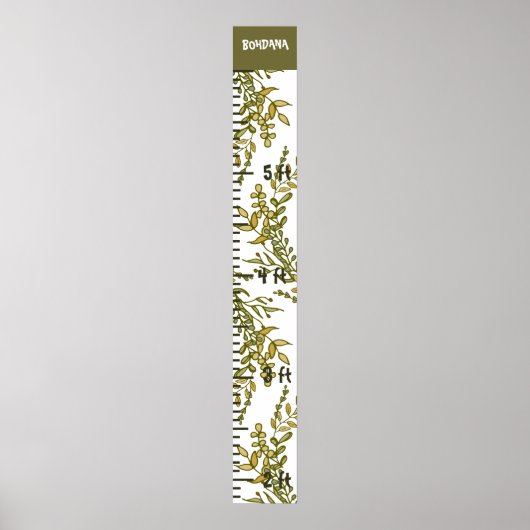 自然成長高さチャート定規フローラリーフ ポスター (正面)