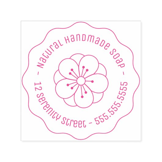 自然手作り石鹸花丸アドレス波打ち セルフインキングスタンプ (デザイン)