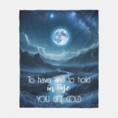 自然抽象芸術ブルーシレンジナイトムーンリバー フリースブランケット (正面)