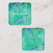 自然抽象芸術ブルー両面カスタム型 スクエア名刺 (正面/裏面)