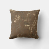 自然抽象芸術ブロンズウッドラッドセピア金ゴールド深い クッション (裏面)