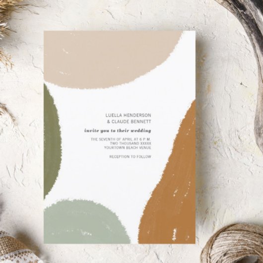 自然抽象芸術ミニマモダンラ結婚リスト 招待状
