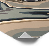 自然抽象芸術波（ニュートラルトーン付） ポスター (角)