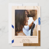 自然抽象芸術秋ニュートラルズブルー結婚フォト セーブザデート (正面)