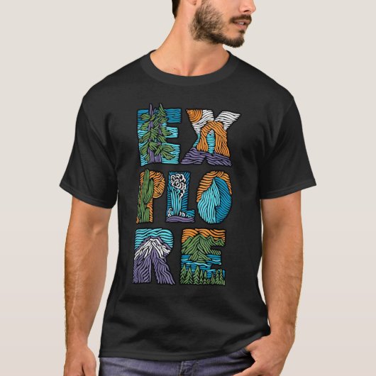 自然探訪 アウトドア派 国立公園 ハイキング Tシャツ (正面)