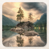 自然旅行 – 水山風景 スクエアペーパーコースター (正面)