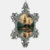 自然旅行 – 水山風景 スノーフレークピューターオーナメント (左)