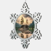 自然旅行 – 水山風景 スノーフレークピューターオーナメント (右)