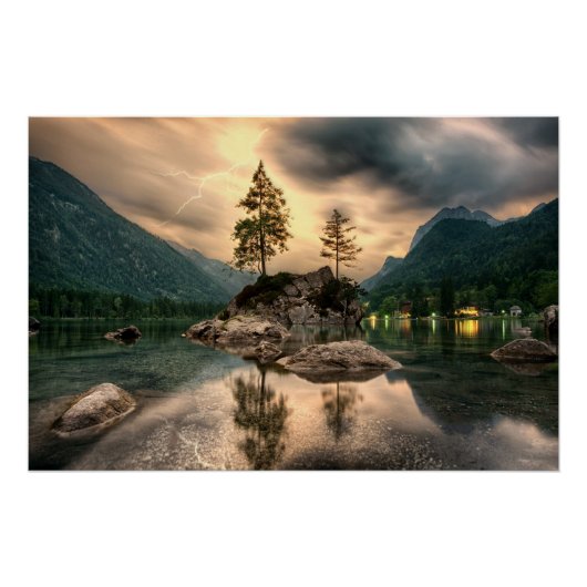 自然旅行 – 水山風景 ポスター (正面)