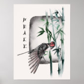 自然日本のバードアジアの水彩画平和 ポスター (正面)