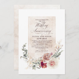 自然日除け花優雅な結婚記念日 招待状