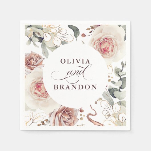 自然日陰エレガント花結婚Boho スタンダードカクテルナプキン (正面)
