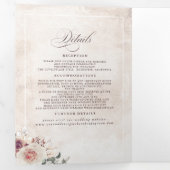 自然日陰エレガント花結婚Boho 三つ折り招待状 (内部最初)