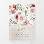 自然日陰エレガント花結婚Boho 三つ折り招待状 (カバー)