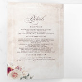 自然日陰エレガント花結婚Boho 三つ折り招待状 (内部最初)