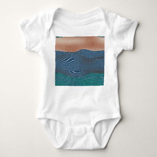 自然景観の丘：シームレスなパターン。 ベビーボディスーツ (正面)