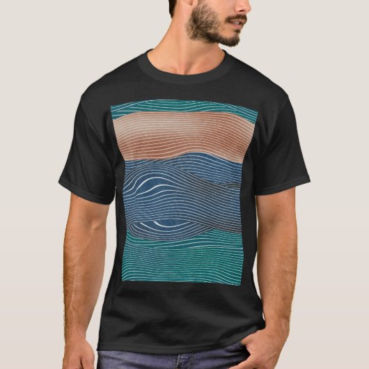 自然景観の丘:シームレスなパターン。 Tシャツ (正面)