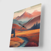 自然景観の美しいを内蔵で捉える スクエア壁時計 (傾斜)