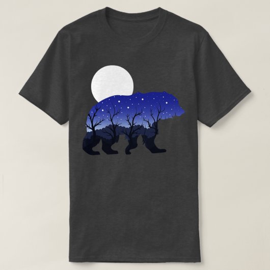 自然森林動物ムーンナイトブラウンベア Tシャツ (デザイン正面)