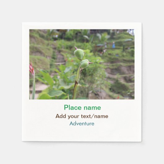 自然植物の写真ビーチ水の旅行名 スタンダードカクテルナプキン (正面)