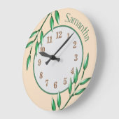 自然植物学グ葉リーンベビー子供部屋  ラージ壁時計 (傾斜)