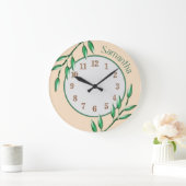 自然植物学グ葉リーンベビー子供部屋  ラージ壁時計 (ホーム)