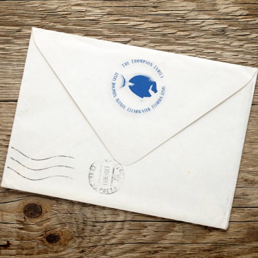 自然植物差出人住所熱帯魚 セルフインキングスタンプ