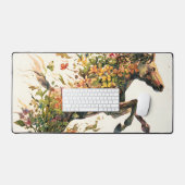 自然植物性フローラ馬ジャンプ デスクマット (キーボード&マウス)