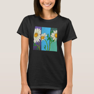 自然植物植物園花ポップ・アートのデイジーフロロ Tシャツ