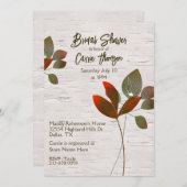 自然植物樺の木バークブライダルシャワー招待 招待状 (正面/裏面)