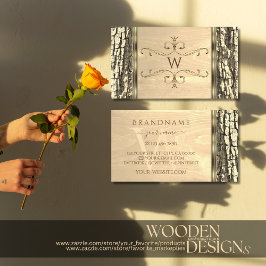 自然樹皮木目モノグラ華美メ縁どグラム 名刺