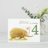 自然歩くピクニックechidna 4歳の誕生日招待状 招待状 (スタンド正面)