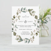 自然水彩スキャン葉フレーム結婚式 招待状 (スタンド正面)