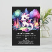 自然水彩ドラゴン誕生日 招待状 (スタンド正面)