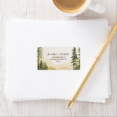 自然水彩松林のウェディング ラベル (インサイチュ)