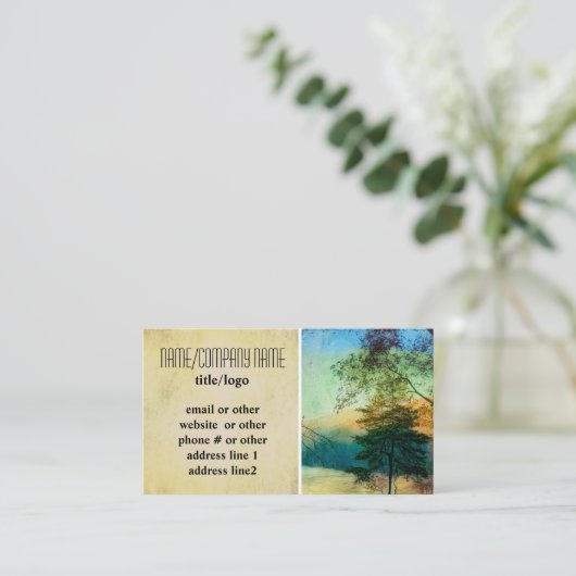 自然水彩樹芸術的カスタム木 名刺 (スタンド正面)