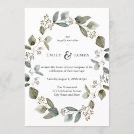 自然水色ユーカリ葉スフレ結婚ーム 招待状