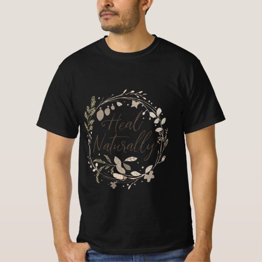 自然治癒 - ボタニカルウェルネス 引用 デザイン Tシャツ (正面)