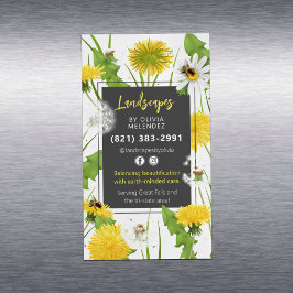 自然派庭園管理サービスプロモーション タンポポとハチ マグネット名刺