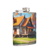 自然湖の他にコテージの風景–5656 フラスク (右)