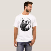 自然環境のグリズリーベアのシルエット Tシャツ (正面フル)