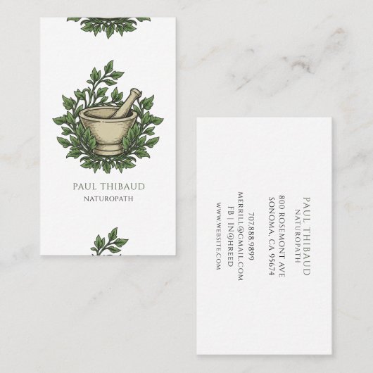 自然病性医師用水彩モルタル杵 名刺 (正面/裏面)